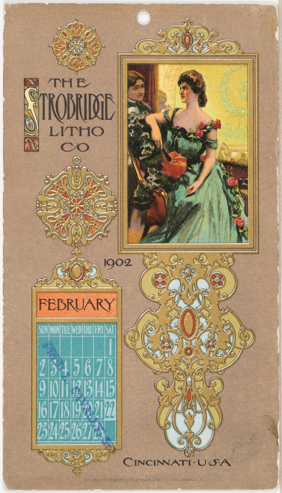 Calendar Card / February 1902, Strobridge Lithographing Company ...