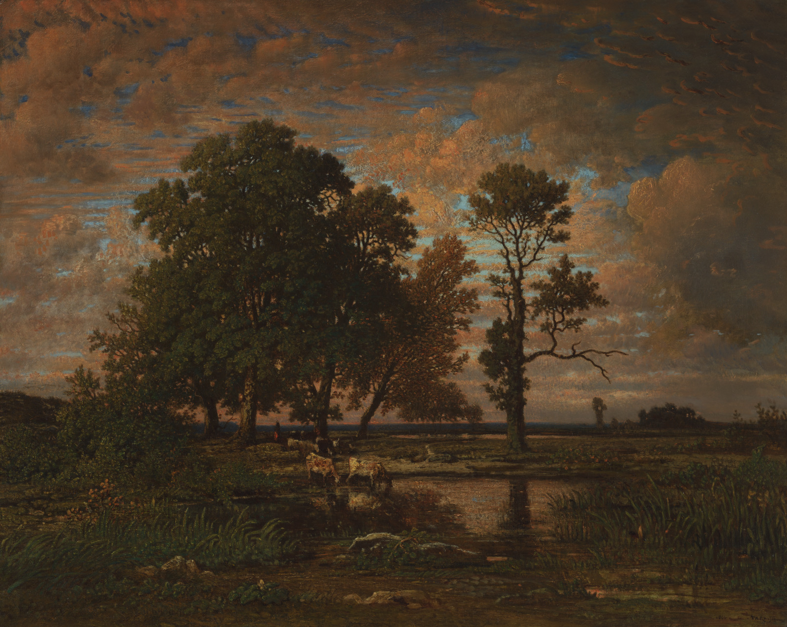 Summer Sunset, Pierre-Étienne-Théodore Rousseau (French, b.1812, d.1867 ...
