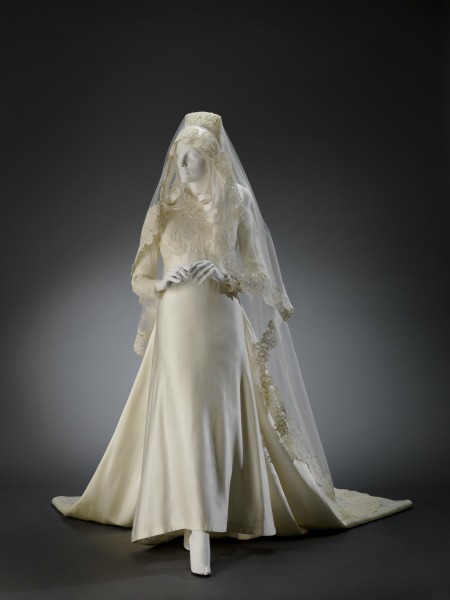 Wedding Dress, Train, Bow and Headpiece