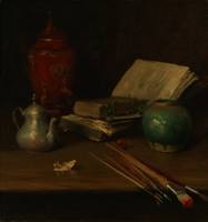 Still Life (Brushes, Books and Pottery)