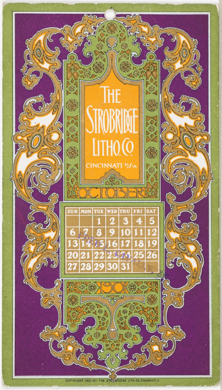 Calendar Card / October 1901